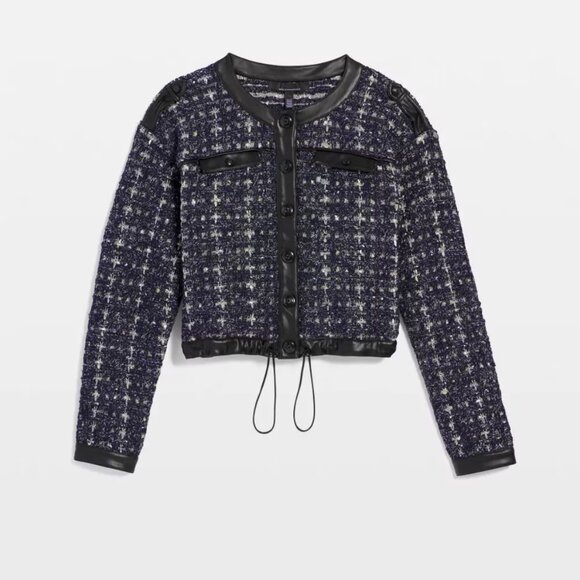 nwt white house black market cropped tweed sweater jacket sooo soft!!! - Picture 2 of 3